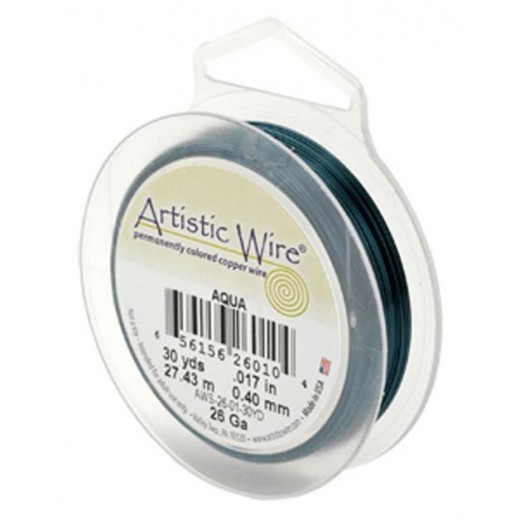 Aqua Beadalon 28ga copper wire, Aqua, 36.5m reel
