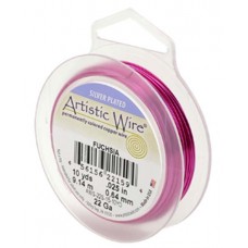 Fuschia colour silver plated 20 gauge copper wire, 7.6m spool