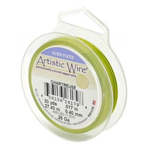 Chartreuse Silver Plated 26ga Artistic Wire, 30YD (27.4m)