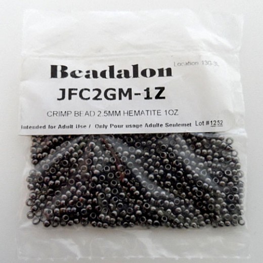 Beadalon JFC2GM-1Z Crimp Beads, Size #2 (2.5mm) Gunmetal, Large Pack