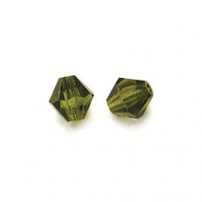 Olivine 4mm Preciosa Bicones, Pack of 48