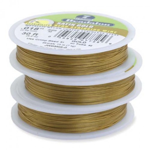 Beadalon JW03NG-0, 7 Strand Wire, Satin Gold Colour, 0.018", 30ft Reel