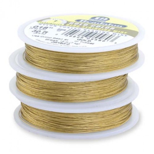 Beadalon JW14G-1 19 Strand Beading Wire, Gold Colour, 0.015", 100ft Reel