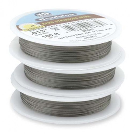 Bright 0.015" Beadalon 49 Strand Professional Beading Wire, 30ft Reel - JW10T-0