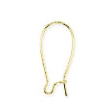 Kidney shape Ear Wires, 25mm, Gold, 12 Pack