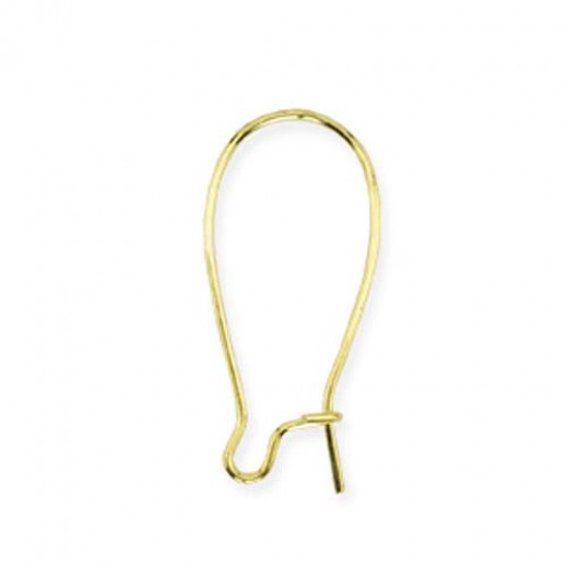 Kidney shape Ear Wires, 25mm, Gold, 12 Pack