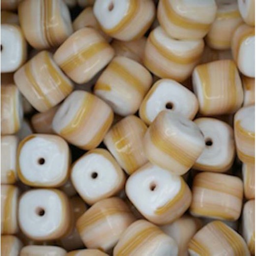 Ceramic Glazed 9mm Cube, Tan, Pack of 10
