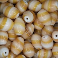 Glazed 12x18mm Oval Beads, Tan, Pack of 10