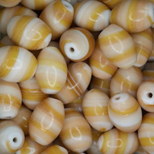 Ceramic Glazed 12x18mm Oval Beads, Tan, Pack of 10