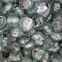 Patterned Silver Foil Discs, 12x10mm, Blue, 10 Pack