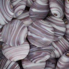 Matte Glass Swirls, Round Disc 25mm, Purple, Pack of 5