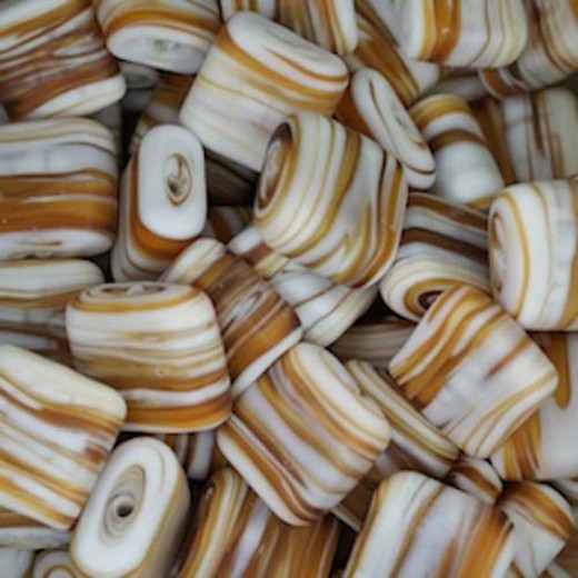 Bulk Bag Matte Glass Swirls, Square Disc 15mm, Brown, Approx 250 Grams