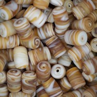 Matte Glass Swirls, 10 x 14mm Tubes, Brown, Pack of 10