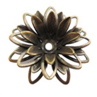 Kabela Lotus Design, Three-Part Filligree Flower, Brass