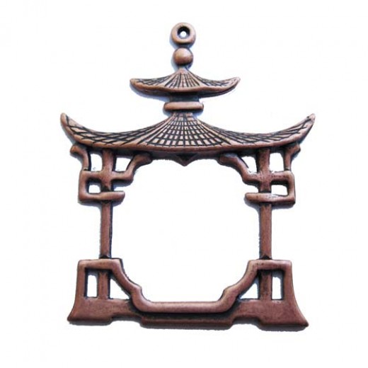 33 x 39mm China House, Antique Copper Finish