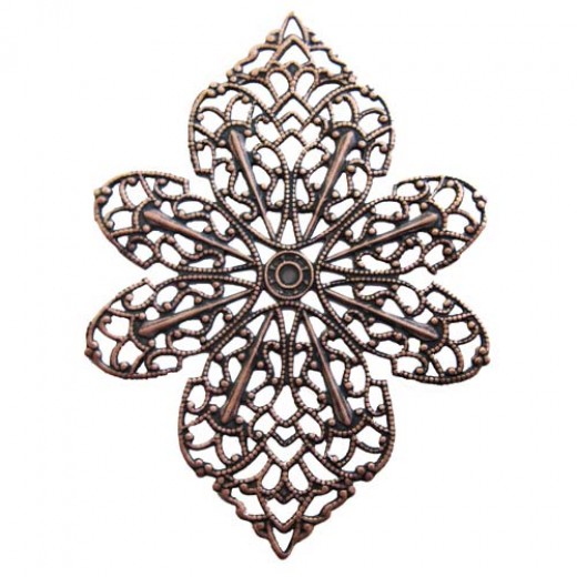 Kabela Flat Filligree Wrap, Antique Copper, 47 x 60mm 