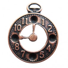 Timely Pocket Watch Face in Antique Copper finish, 25 x 20mm, 2 Pcs