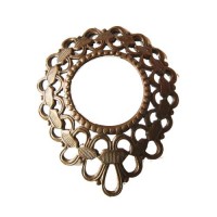 Rustic Sable Brass Chaplet Filigree Open Circle Connector Link Pendant Drop, Kabela Designs, Vintage Style, 47mm x 38mm, 1 piece