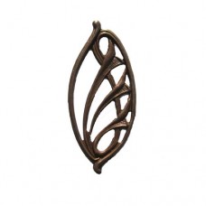 Rustic Sable Brass Linear Filigree Open Leaf Connector Link Pendant Drop, Kabela...