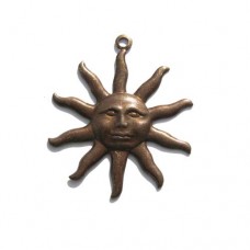 Rustic Sable Brass Sun Face Component Pendant, Kabela Designs, Vintage Style, 30...