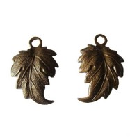 Rustic Sable Brass Turning Leaves Component Pendant, Kabela Designs, Vintage Style, 21mm x 14mm, 1 Leaf Pair