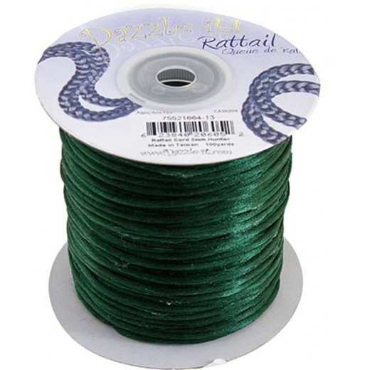2mm Rattail Cord Hunter Green, priced per 5 metres