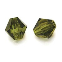 Preciosa 6mm Olivine Czech Machine Cut Bicones, Bag of 24