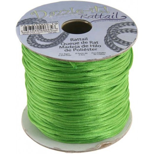 1.5mm Rattail Cord, Grass Green in 5m pack