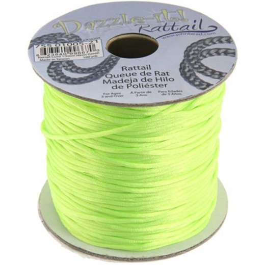 Rattail Cord 1.5mm Neon Green, 5M Length