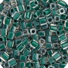 Miyuki 4mm Cubes, Emerald Lined Luster - 0217, Approx 20 Grams