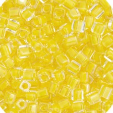 Miyuki 4mm Cubes, Light Yellow Lined Luster - 0202, Approx 20 Grams