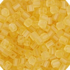 Miyuki 4mm Cubes, Light Yellow Brown Opaque Matte - 0132F, Approx 20 Grams