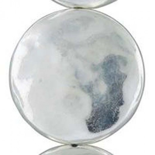 29mm Flat Hammered Circle Bright Silver, Pack of 4
