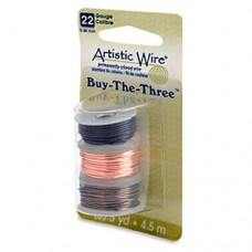 22 Gauge Three Pack of wire, Black, Natural and Gunmetal.  4.5m of each