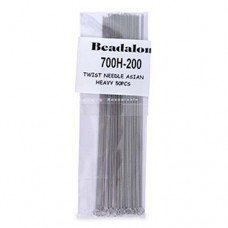 Heavy Beadalon Twisted Needles, 8.9cm long, Bulk pack of 50, 700H-200