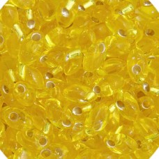 Miyuki Long Magatama Beads, Yellow Transparent Silver Lined - 0006, Approx 20 Gr...