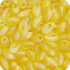 Miyuki Long Magatama Beads, Yellow Opaque Iris Matte - 0136FR, Approx 20 Grams