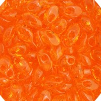 Miyuki Long Magatama Beads, Orange Transparent - 0138, Approx 20 Grams