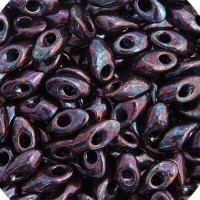 Miyuki Long Magatama Beads, Dark Amethyst Opaque Metallic - 0460, Approx 20 Grams