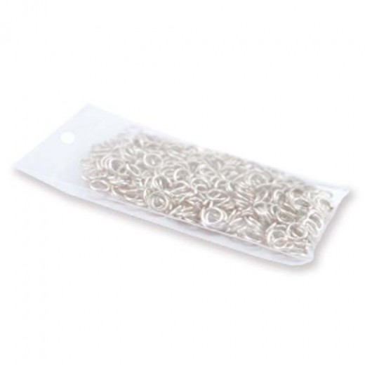 Bulk Bag Non Tarnish Silver 18 Gauge Chain Maille Ring, I.D 3.1mm, 350 Pcs, A314-18S-10-04B