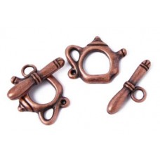 15 x 19mm Kettle Toggle Clasps, Antique Copper, Pack of 2