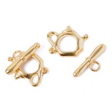 15 x 19mm Kettle Toggle Clasps, Gold, Pack of 2 clasps