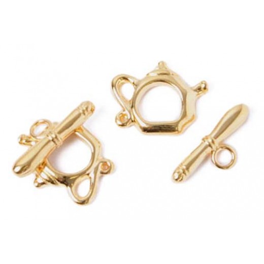15 x 19mm Kettle Toggle Clasps, Gold, Pack of 2 clasps