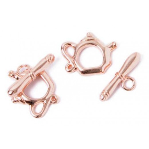 15 x 19mm Kettle Toggle Clasps, Copper, Pack of 2 clasps