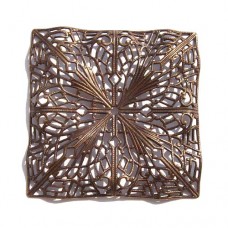 Kabela Filigree Rippled Square, Antique Copper, 50mm