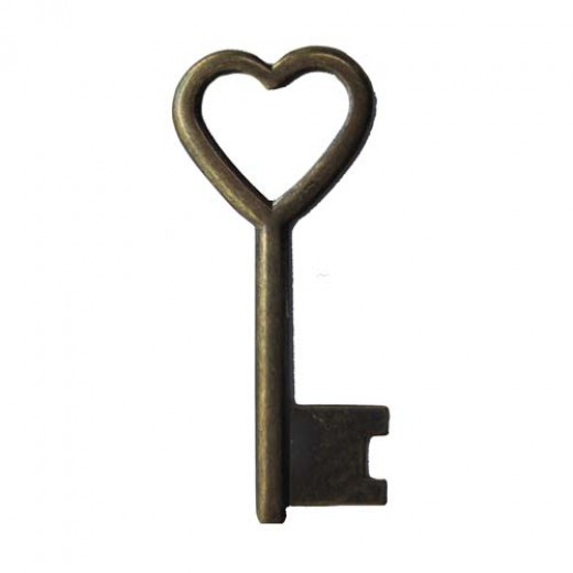 Kabela Open Key, Antique Brass, 14 x 33mm