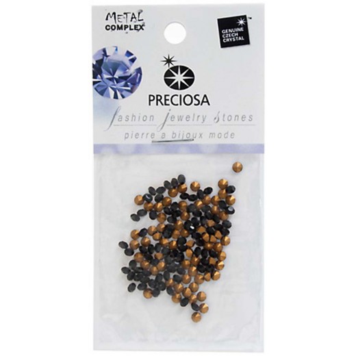 Preciosa Jewelry Stones, PP24 / 3.2mm,  Jet Gold Foiled, Pack of 144