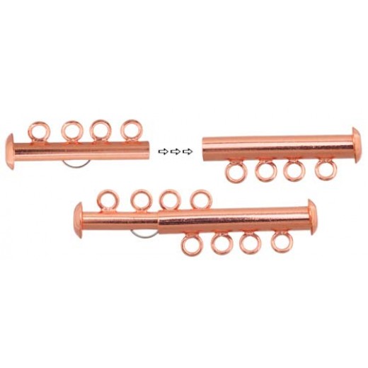 4 Strand Multi Slide Clasp Copper Colour, Pack of 2 Clasps