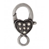 27mm Antique Silver Heart Lobster Clasp