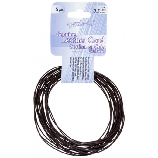 Genuine Leather Cord  0.5mm Round Brown 5yds